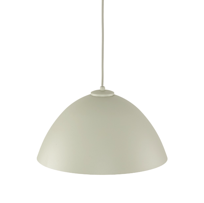 Beżowa, półowalna lampa wisząca Faro inspirowana stylem wabi-sabi