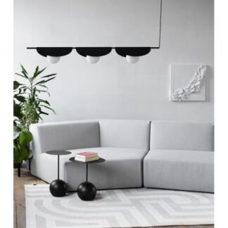 Nowoczesny czarny żyrandol Sallo C z trzema szklanymi kulami i owalnymi blaszkami