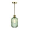 Lampa w stylu retro Sawyer z zielonego prążkowanego szkła