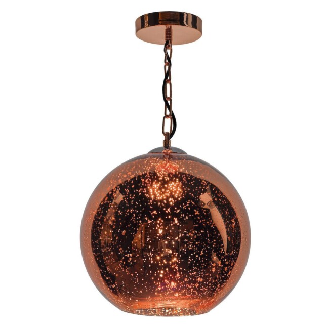 Lampa wisząca Speckle w kształcie miedzianej kuli ze szkła