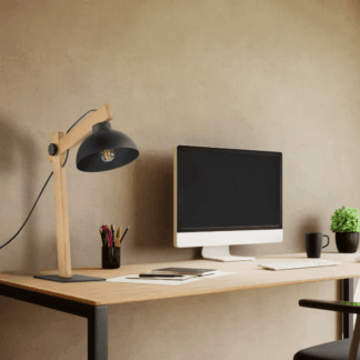 Czarna drewniana lampka Oslo TK idealna do biura i gabinetu