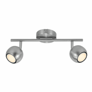 Nowoczesna srebrna lampa sufitowa Chicago z dwoma regulowanymi spotami