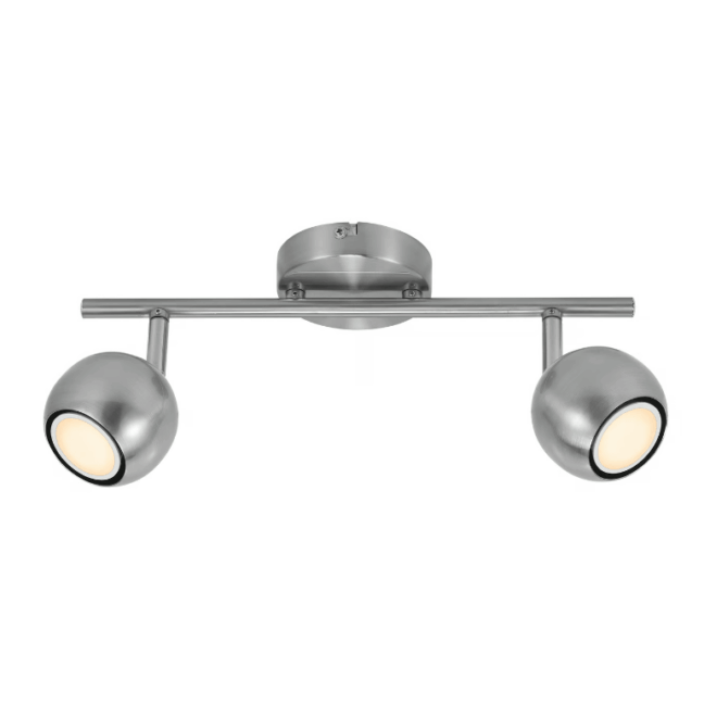 Nowoczesna srebrna lampa sufitowa Chicago z dwoma regulowanymi spotami