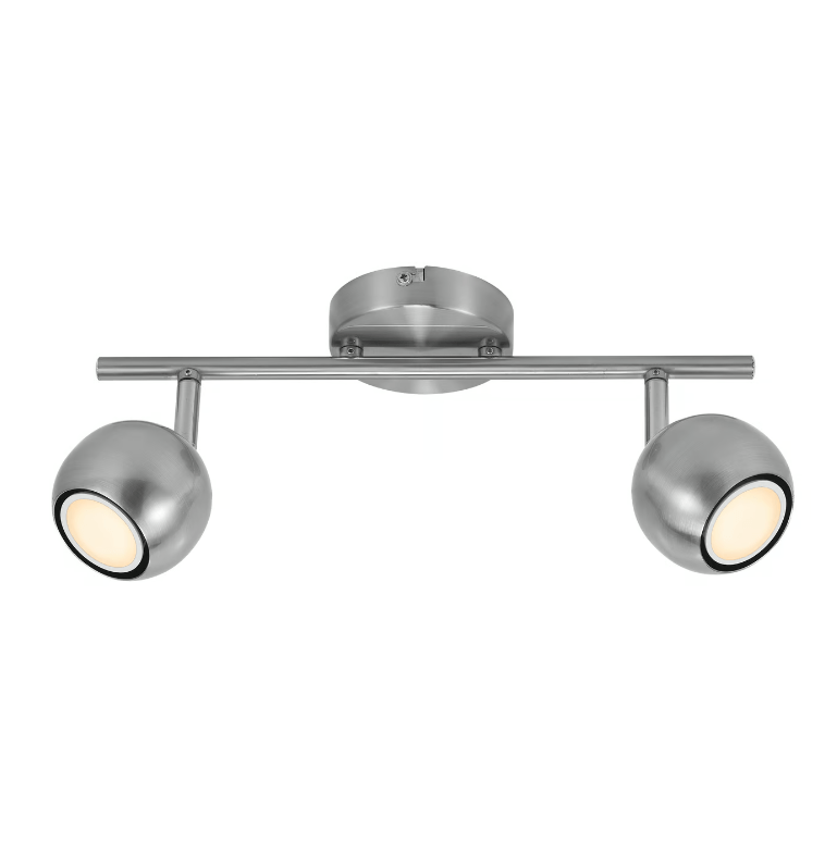 Nowoczesna srebrna lampa sufitowa Chicago z dwoma regulowanymi spotami