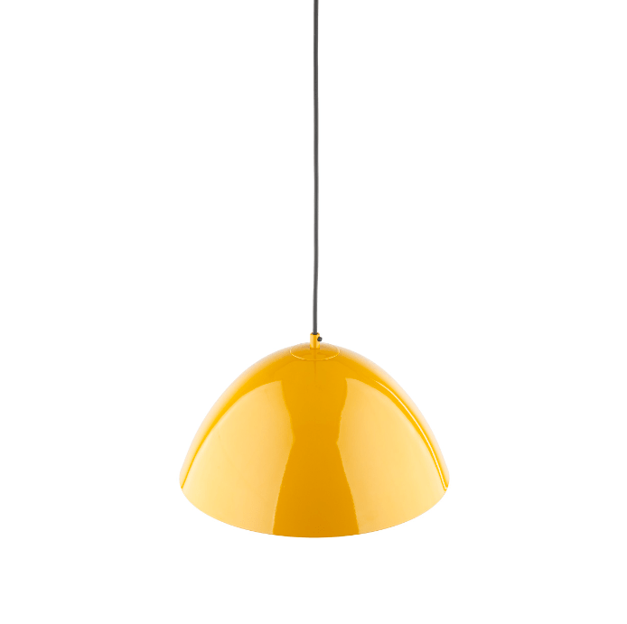Żółta, wisząca lampa retro Faro o średnicy 33 cm