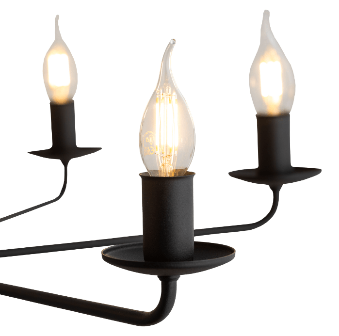 Czarny rustykalny żyrandol Limal z pięcioma źródłami światła