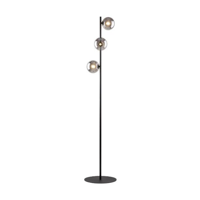 Szara podłogowa lampa Estera TK z trzema kulami w kolorze czarnym