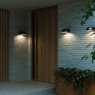 Nowoczesny czarny kinkiet zewnętrzny Clarso w kształcie półkuli od Nordlux