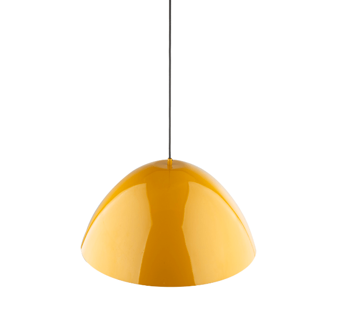 Żółta, połyskująca lampa wisząca Faro TK o średnicy 50 cm, emanująca elegancją