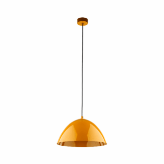 Żółta, wisząca lampa retro Faro o średnicy 33 cm