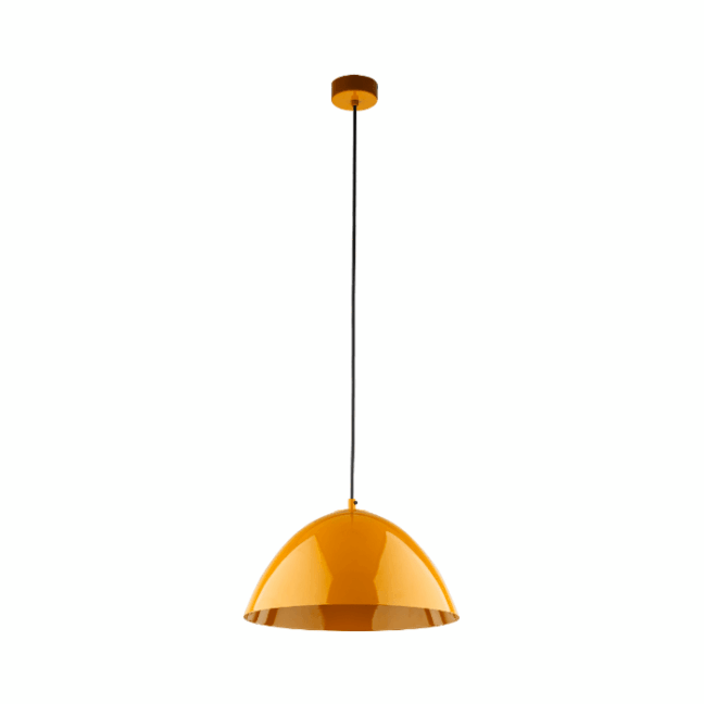 Żółta, wisząca lampa retro Faro o średnicy 33 cm