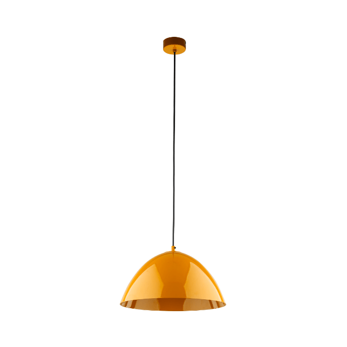 Żółta, wisząca lampa retro Faro o średnicy 33 cm