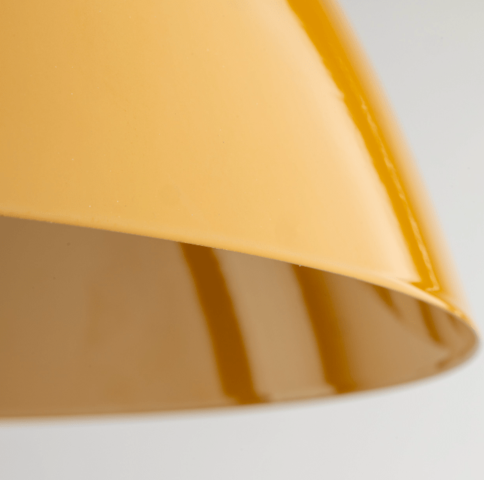 Żółta, wisząca lampa retro Faro o średnicy 33 cm