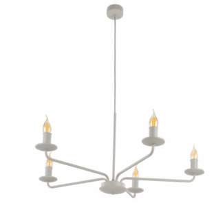 Rustykalny pięcioramienny żyrandol Limal w kolorze kości słoniowej