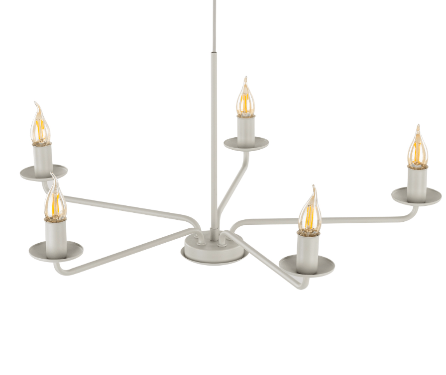Rustykalny pięcioramienny żyrandol Limal w kolorze kości słoniowej