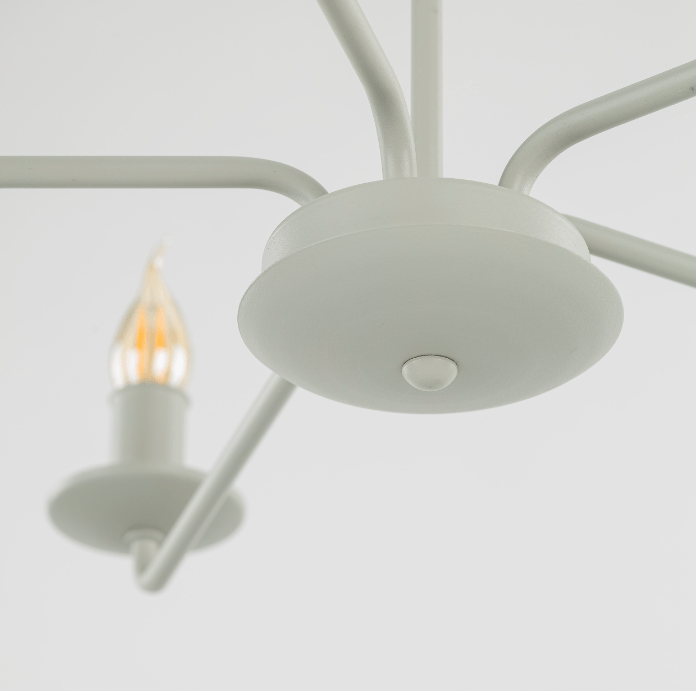 Rustykalny pięcioramienny żyrandol Limal w kolorze kości słoniowej