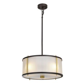 Wisząca lampa Corona w stylu art deco z kryształowego szkła i brązowego metalu