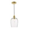 Elegancka wisząca lampa Hadano z mosiężnym wykończeniem i szklanym kloszem