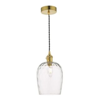 Elegancka wisząca lampa Hadano z mosiężnym wykończeniem i szklanym kloszem