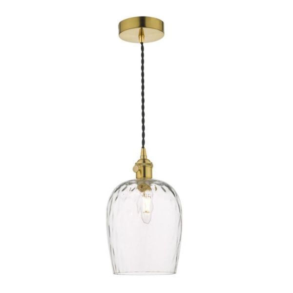 Elegancka wisząca lampa Hadano z mosiężnym wykończeniem i szklanym kloszem