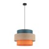 Wisząca lampa Trio Juta Mix w boho stylu w odcieniach niebieskiego i pomarańczowego