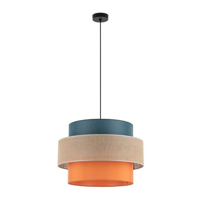 Wisząca lampa Trio Juta Mix w boho stylu w odcieniach niebieskiego i pomarańczowego