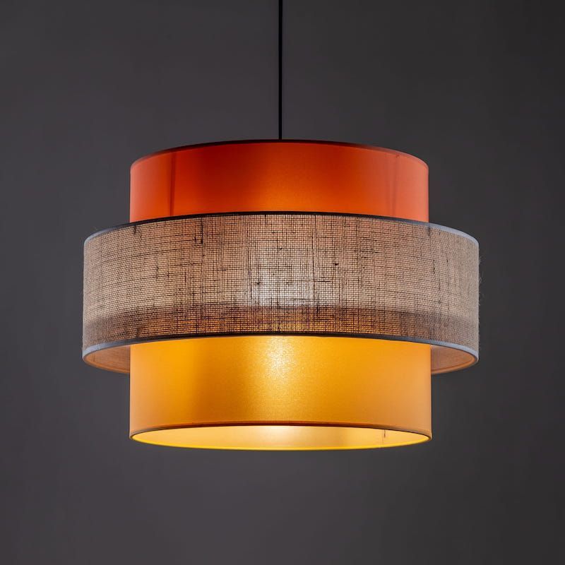 Żółto-pomarańczowo-beżowa lampa wisząca Trio Juta Mix w stylu boho