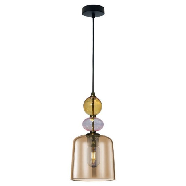 Bursztynowa, szklana lampa wisząca Tropea w stylu vintage