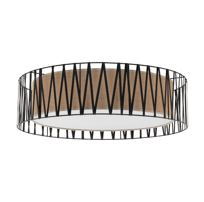Beżowo-czarna lampa sufitowa Harmony o średnicy 72 cm w stylu boho, wykonana z juty