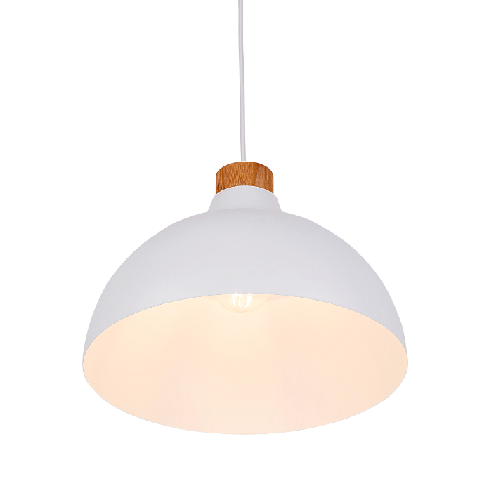 Biała drewniana lampa wisząca Cap TK w stylu skandynawskim