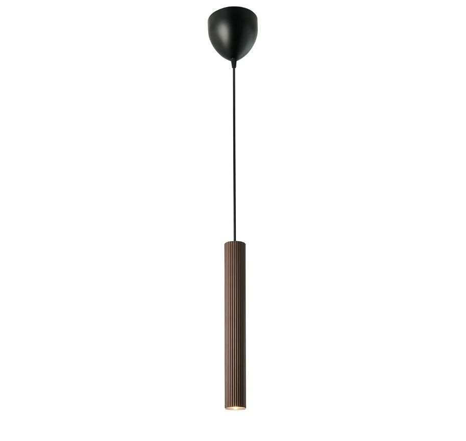 Brązowa, wisząca lampa Vico o karbowanej tubie od Nordlux