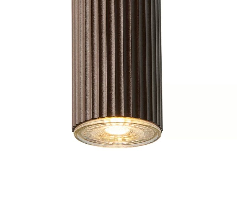 Brązowa, wisząca lampa Vico o karbowanej tubie od Nordlux