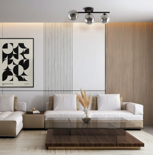 Czarna lampa sufitowa Estera z trzema dymionymi kulami