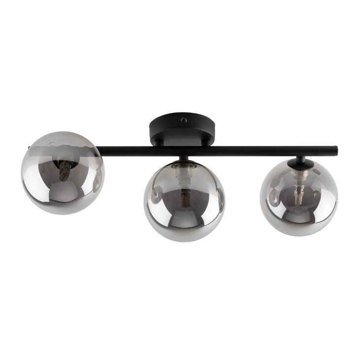 Czarna lampa sufitowa Estera z trzema dymionymi kulami