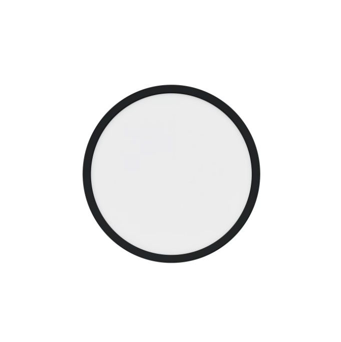 Czarny plafon LED Oja 29 o ciepłej barwie światła 2700K, strumieniu świetlnym 1600lm i funkcją ściemniania za pomocą włącznika