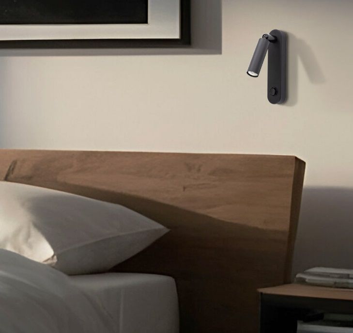 Czarny regulowany kinkiet do czytania Enzo TK