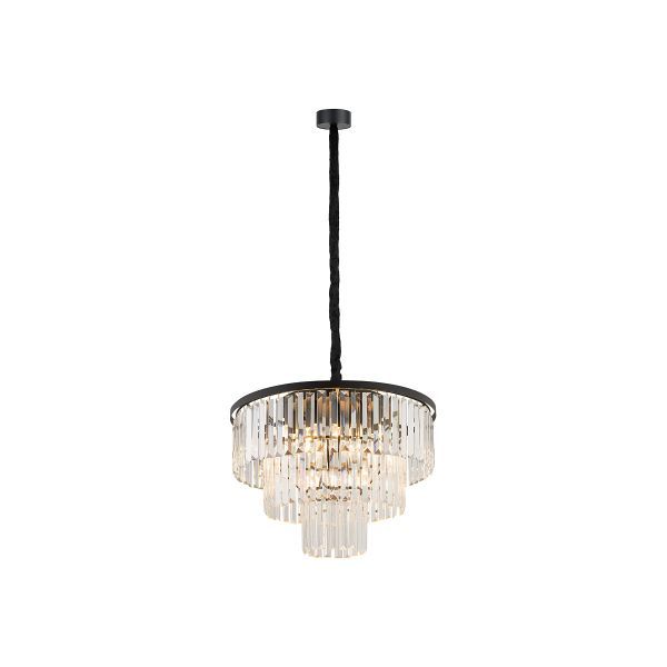 Elegancka czarna lampa wisząca Cristal M z kryształkami
