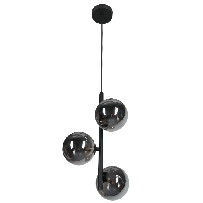 Lampa wisząca Estera 3 z przydymionymi, srebrno-szarymi kloszami