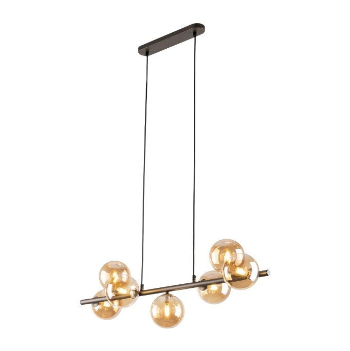 Pozioma wisząca lampa Estera TK 7 z kulami w złotym odcieniu