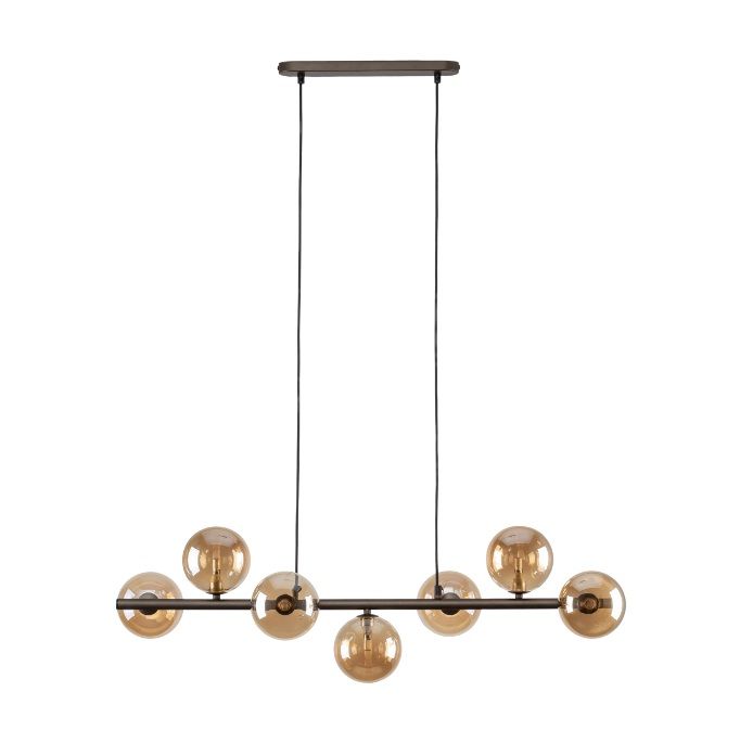 Pozioma wisząca lampa Estera TK 7 z kulami w złotym odcieniu