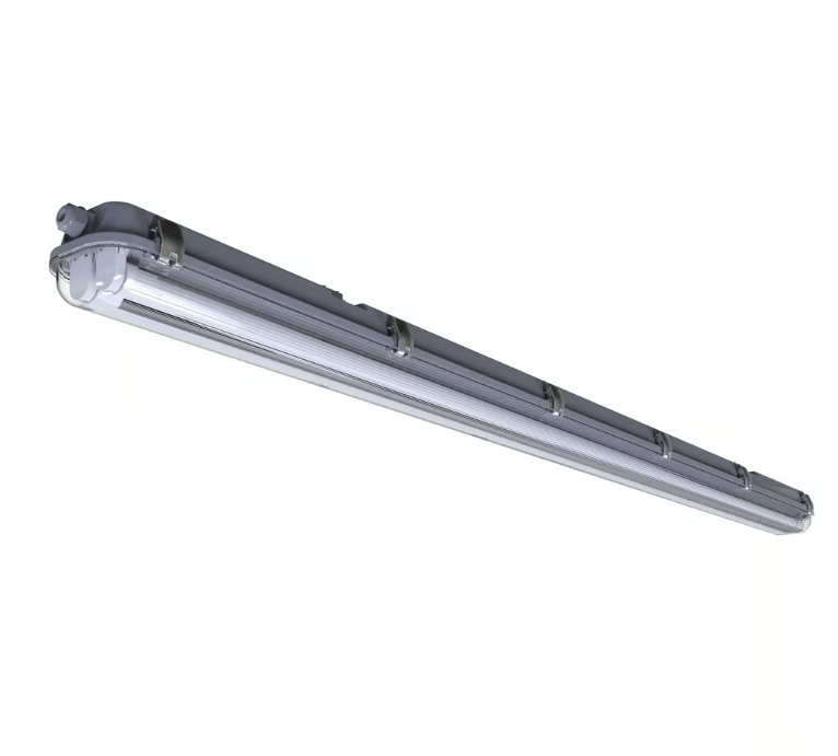Przemysłowa lampa LED Works IP65 o mocy 2x24W, strumieniu świetlnym 4220 lm, barwie światła 4000K i długości 155 cm