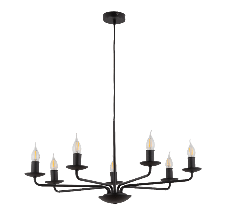 Rustykalny, klasyczny żyrandol Limal z siedmioma ramionami w stylu świecznikowym