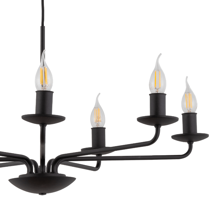Rustykalny, klasyczny żyrandol Limal z siedmioma ramionami w stylu świecznikowym