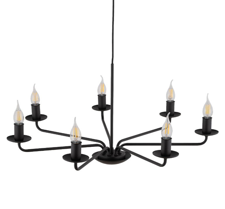 Rustykalny, klasyczny żyrandol Limal z siedmioma ramionami w stylu świecznikowym