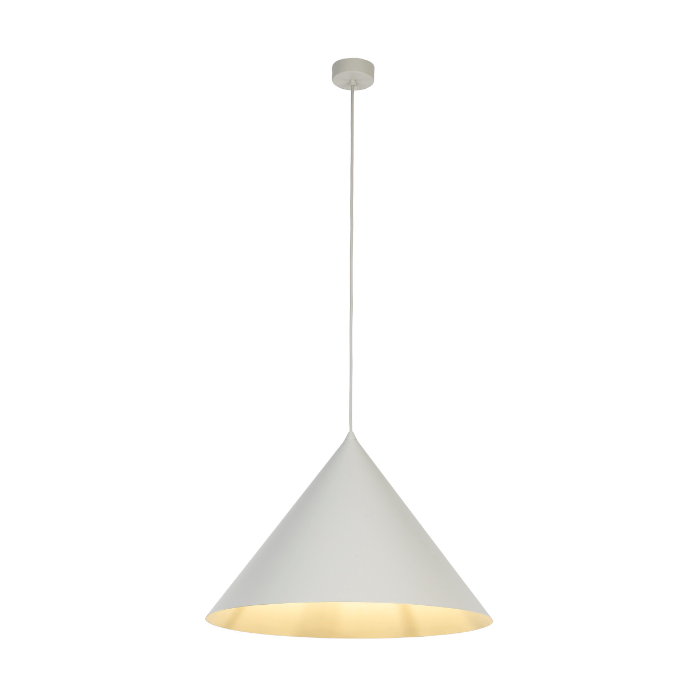 Wisząca lampa Cono XL TK w dużym rozmiarze i beżowym kolorze, o średnicy 50 cm