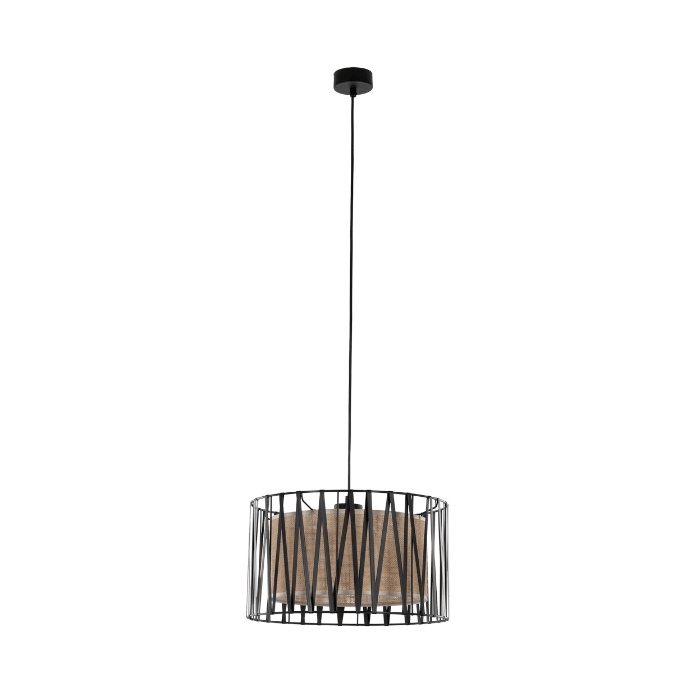 Wisząca lampa jutowa Harmony TK z ozdobną tasiemką