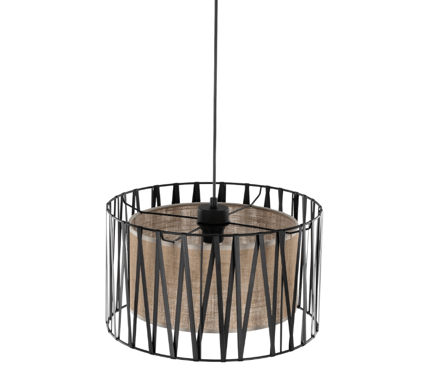 Wisząca lampa jutowa Harmony TK z ozdobną tasiemką