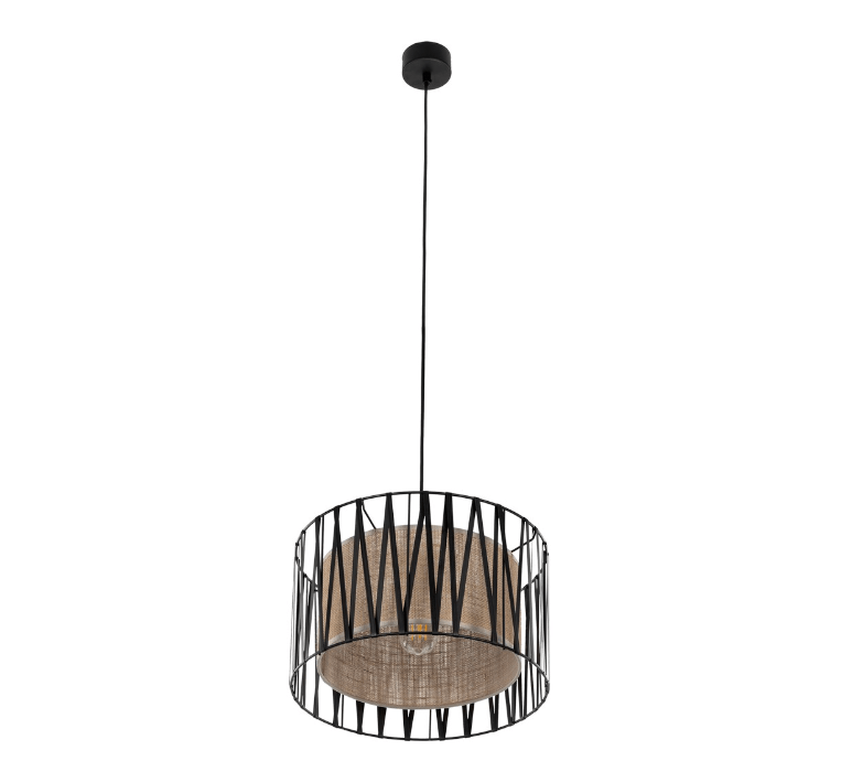 Wisząca lampa jutowa Harmony TK z ozdobną tasiemką