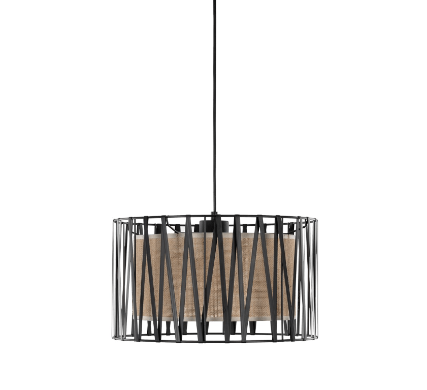 Wisząca lampa jutowa Harmony TK z ozdobną tasiemką