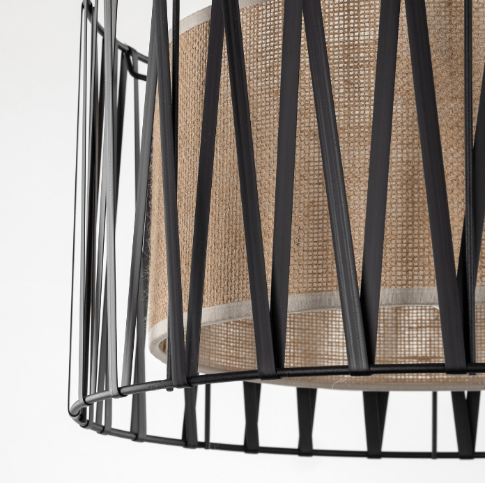 Wisząca lampa jutowa Harmony TK z ozdobną tasiemką